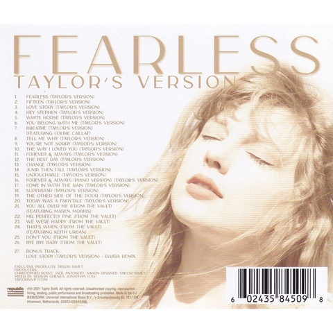 TAYLOR SWIFT - FEARLESS - CD - IMPORTADO