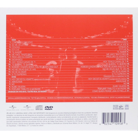 ALEJANDRO FERNANDEZ - CONFIDENCIAS REALES (EDICION ESPECIAL MINI BOX) - 2 CD+DVD - IMPORTADO