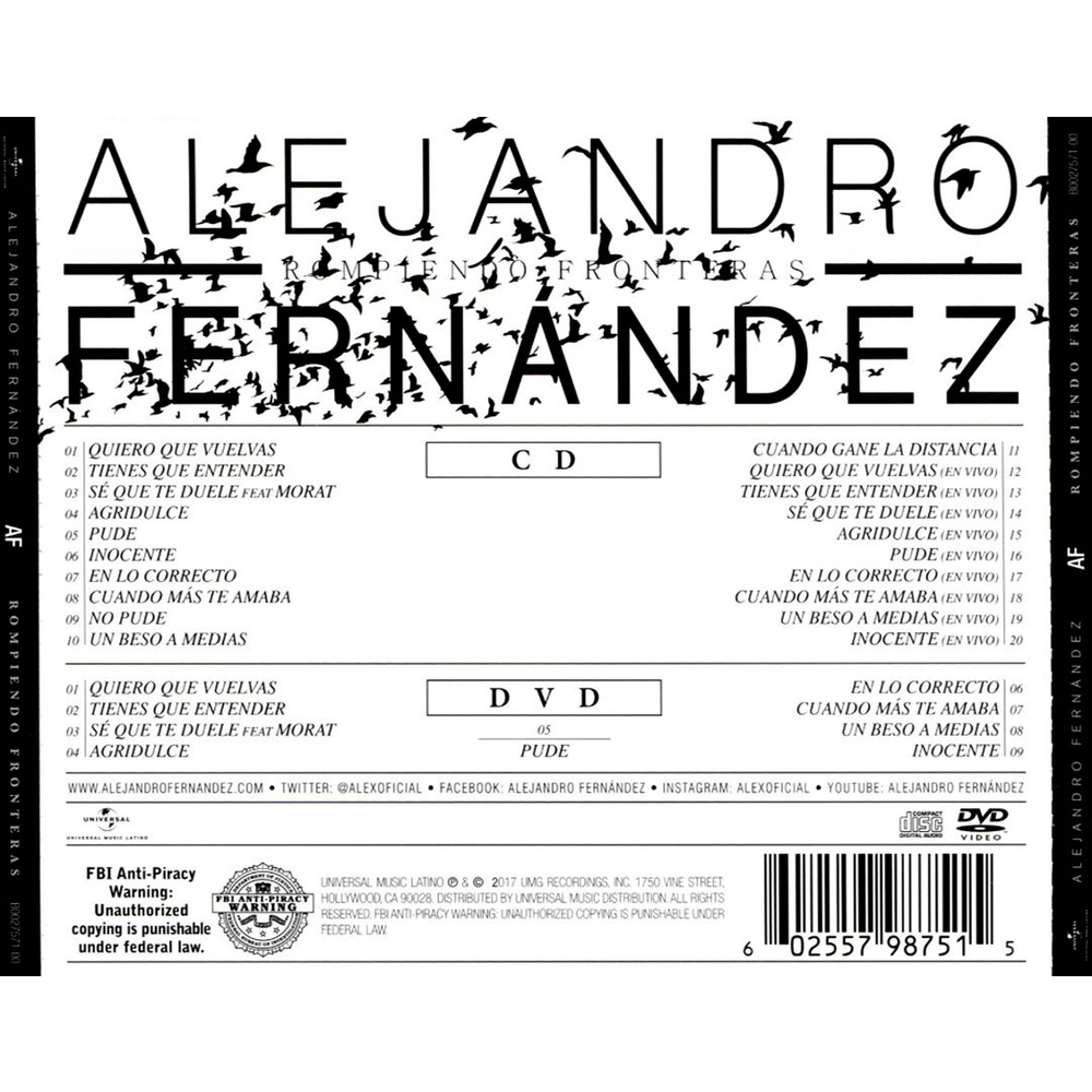 ALEJANDRO FERNANDEZ - ROMPIENDO FRONTERAS (DELUXE EDITION) - CD+DVD- IMPORTADO